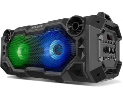 SVEN PS-500  black  power output 2x18W (RMS)  Bluetooth  FM  USB  microSD  LED-display  lithium battery