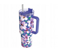 Quokka Stream - Thermal mug of steel stainlessj 1200 ml with a straw (Flower Dusk)