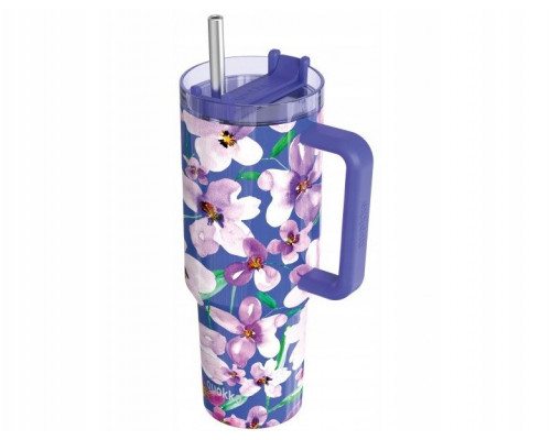 Quokka Stream - Thermal mug of steel stainlessj 1200 ml with a straw (Flower Dusk)