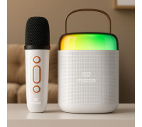 MOZOS MK BIAŁY MIKROFON KARAOKE GŁOŚNIK BT