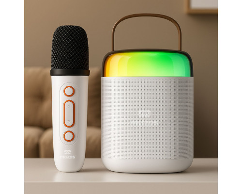 MOZOS MK BIAŁY MIKROFON KARAOKE GŁOŚNIK BT