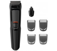 Philips MULTIGROOM Series 3000 MG3711/15, Black, Rectangle, Beard, Ear, Eyebrow, Nose, Stainless steel, Battery, 60 min
