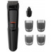 Philips MULTIGROOM Series 3000 MG3711/15, Black, Rectangle, Beard, Ear, Eyebrow, Nose, Stainless steel, Battery, 60 min