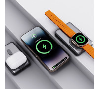 Dudao K29 10000mAh PD 20W z MagSafe z metalową obudową, podstawką i wbudowanymi kablami USB-C/Lightning - silver