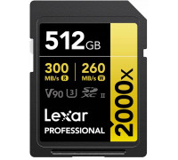 SD  Lexar Professional 2000x SDXC 512 GB Class 10 UHS-II/U3 V90 (LSD2000512G-RNNNG)