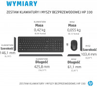 HP HP 330, Zestaw klawiatur z mysz� optyczn� bezprzewodow�, AA, SK, ergonomiczna, nano odbiornik USB rodzaj 2.4 [GHz], bezprzewodo