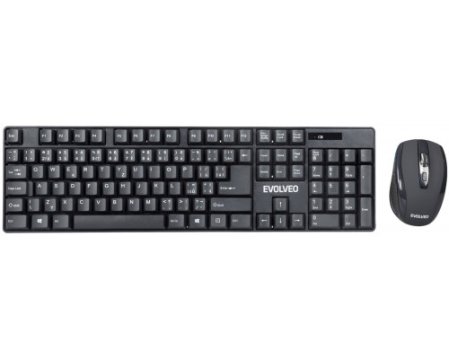 Evolveo WK-142 klawiatura Dołączona myszka Uniwersalne RF Wireless Czeski Czarny
