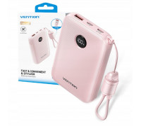 Vention 10000mAh 2 x USB-C 1x USB-A ar displeju 22.5W różowy