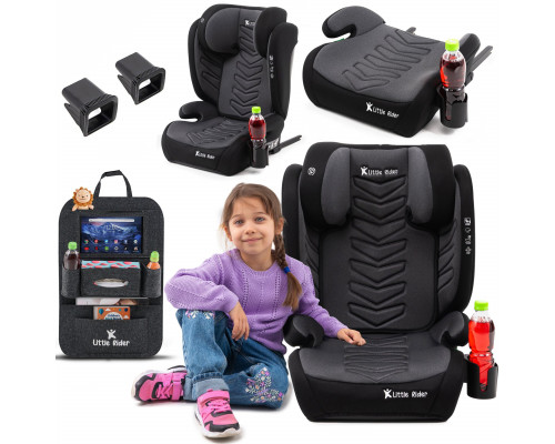 FMonroe FOTELIK SAMOCHODOWY MODEL VINCENT SZARO-BLACK PIKOWANY R129 100-150 CM ISOFIX