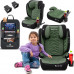 FMonroe FOTELIK SAMOCHODOWY MODEL LEONARDO Black-Green Pikowany R129 100-150 CM ISOFIX