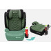 FMonroe FOTELIK SAMOCHODOWY MODEL LEONARDO Black-Green Pikowany R129 100-150 CM ISOFIX