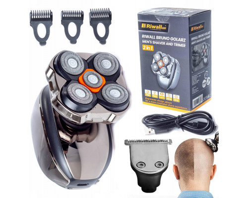 GOLARKA MĘSKA AKUMULATOROWA RIWALL RS-01 MASZYNKA DO GOLENIA 5D USBC TRYMER