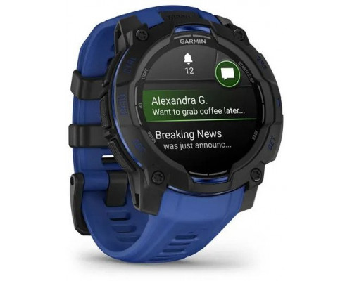 Smartwatch Garmin Instinct 3 AMOLED 45mm black z paskiem w kolorze blackm / black / bolt blue