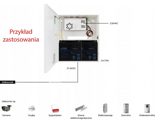 UPS Pulsar HPSB-24V7A-C charger buforowy impulsowy 27,6V/7A/2x17Ah
