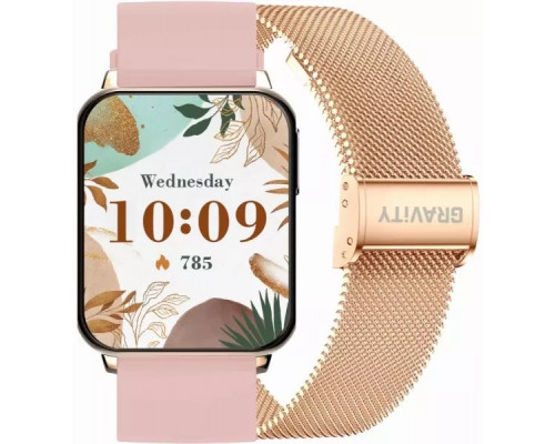 Smartwatch Gravity Smartwatch Różowe Gold White 2 Paski GT26-2
