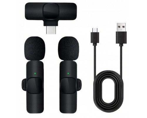2x Bezprzewodowy Krawatowy USB-C Klips Android Streaming Live Vlog