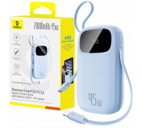 Baseus EnerFill FC31 20000mAh 45W ar displeju z kablami USB-C i Lightning - Blue