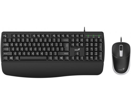 Genius KM-123 zestaw klawiatura przewodowa (USB) Czeska/Słowacka czarna z optyczną myszką