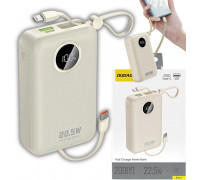 Dudao Dudao K14+ 20000mAh 22.5W USB-C / USB-A / wbudowane kable Lightning i USB-C - White