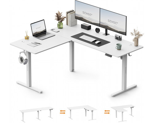 Gaming galds SENSE7 Nojo Light Corner White 160 cm x 140 cm White