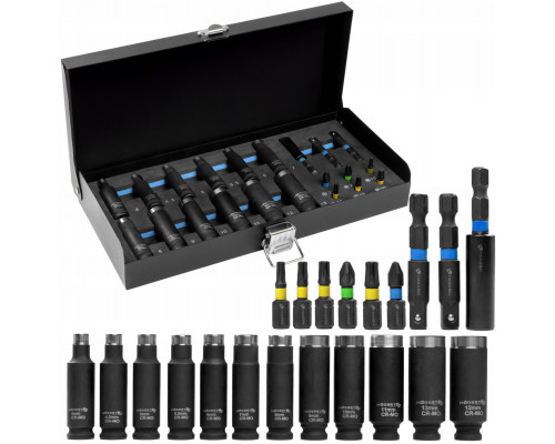 Hedootools HOGERT ZESTAW NASADEK I BITÓW UDAROWYCH 21el.  4 - 13mm