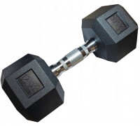 Kubisport Hantla jednoręczna sześciokątna gumowana ciężarek solidny 12,5 kg (Kub_05-CB12/5HEX)