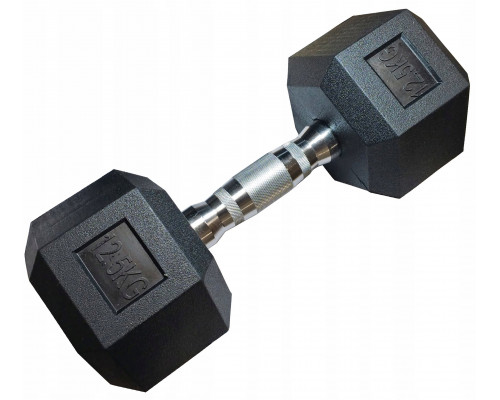 Kubisport Hantla jednoręczna sześciokątna gumowana ciężarek solidny 12,5 kg (Kub_05-CB12/5HEX)