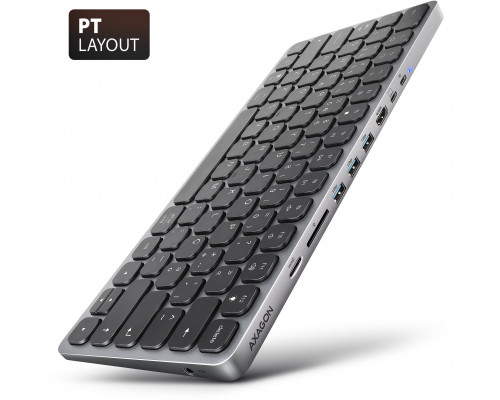 Axagon HMC-KB-PT USB-C 5Gbps Keyboard (PT) 9in1 hub HMC-KB-PT