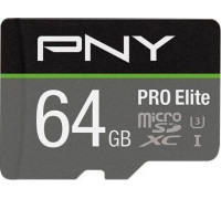 SD  PNY PRO Elite MicroSDXC 64 GB Class 10 UHS-I/U3 A1 V30 (P-SDU64GV31100PRO-GE)