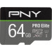 SD  PNY PRO Elite MicroSDXC 64 GB Class 10 UHS-I/U3 A1 V30 (P-SDU64GV31100PRO-GE)