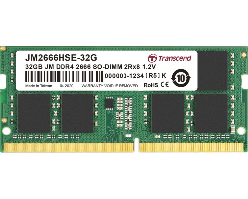 Transcend JetRam, SODIMM, DDR4, 32 GB, 2866 MHz, CL19 (JM2666HSE-32G)