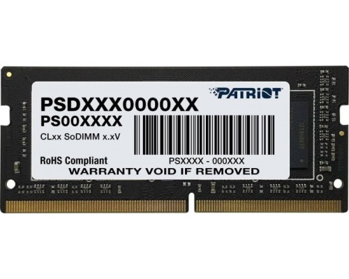 Patriot Signature, SODIMM, DDR4, 8 GB, 3200 MHz, CL22 (PSD48G320081S)