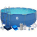 Enero Swimming pool rack oval with pump 450x122cm with pump drabiną i podłożem (17802EU)