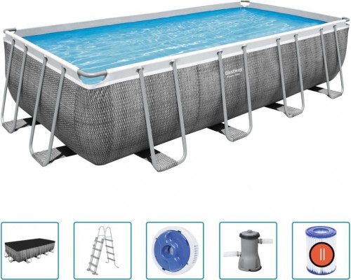 Bestway Swimming pool Power Steel z setem, rectangular, 488x244x122 cm