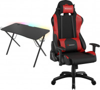 Gaming galds Genesis Holm 200 RGB Black 113 cmx60 cm + Nitro 550 Black-czerwony (NFG-0784)