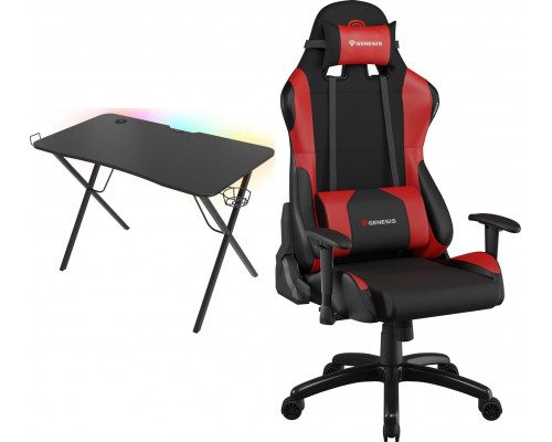 Gaming galds Genesis Holm 200 RGB Black 113 cmx60 cm + Nitro 550 Black-czerwony (NFG-0784)