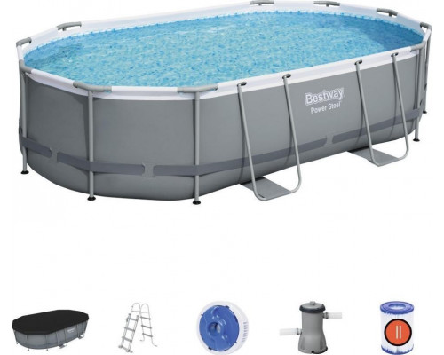 Bestway Swimming pool garden rack oval with dimensions 488 x 305 x 107 cm and capacity 10949 l Power Steel Bestway + pompa filtering + ladder Universal
