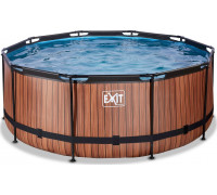 Exit Exit Toys Wood Pool, Frame Pool O 360x122cm, swimming pool (brown, with filter pump)