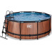 Exit Exit Toys Wood Pool, Frame Pool O 360x122cm, swimming pool (brown, with filter pump)