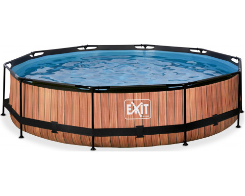Exit Exit Toys Wood Pool, Frame Pool O 360x76cm, swimming pool (brown, with filter pump)