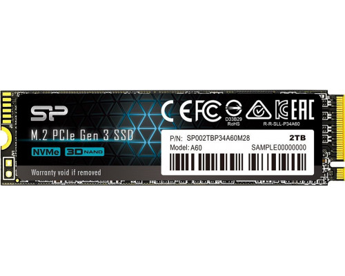 SSD 2TB SSD Silicon Power P34A60 2TB M.2 2280 PCI-E x4 Gen3 NVMe (SP002TBP34A60M28)