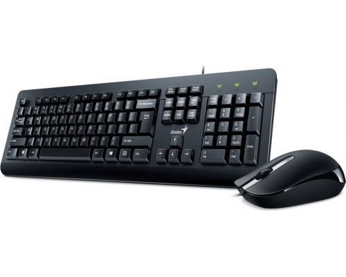 Genius Genius KM-160, keyboard set with optical mouse, CZ/SK, classic, waterproof wired type (USB), black,