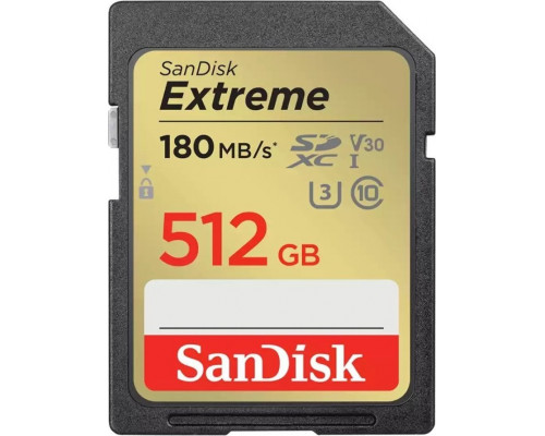 SD  SanDisk Extreme SDXC 512 GB Class 10 UHS-I/U3 V30 (SDSDXVV-512G-GNCIN)