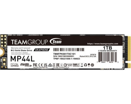 SSD  SSD TeamGroup MP44L 1TB (old) M.2 2280 PCI-E x4 Gen4 NVMe (TM8FPK001T0C101)