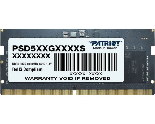 Patriot Signature, SODIMM, DDR5, 8 GB, 5600 MHz, CL46 (PSD58G560041S)