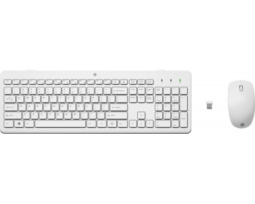HP HP 230, Zestaw klawiatur z myszą optyczną bezprzewodową, AAA, CZ/SK, klasyczna, 2.4 [GHz], bezprzewodowa, biała