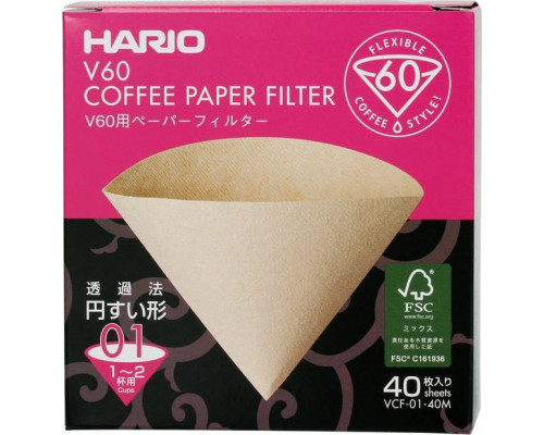Hario Filtry papierowe Misarashi brązowe - V60-01 - 40 Sztuk