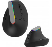 Delux Bezprzewodowa mysz pionowa Delux M618C 2.4G 1600DPI RGB (Czarna)