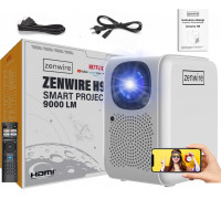 Zenwire Rzutnik Full HD 4K 12000lm 400 Ansi WiFi 2.4/5 GHz Miracast Aircast Linux SMART TV certyfikowany Netflix Autofocus Bluetooth 5.1 36-200" cali Zenwire H9
