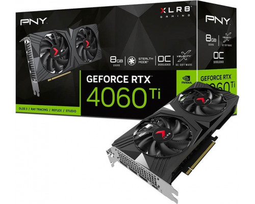 *RTX4060Ti PNY GeForce RTX 4060 Ti XLR8 Gaming Verto OC Dual Fan 8GB GDDR6 (VCG4060T8DFXPB1-O)